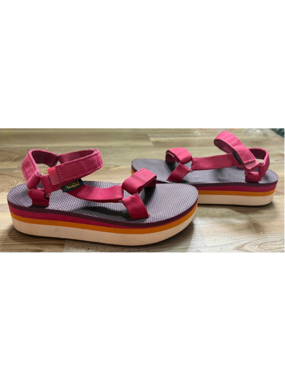 Women's Teva Red Purple Platform Sandals Size 8